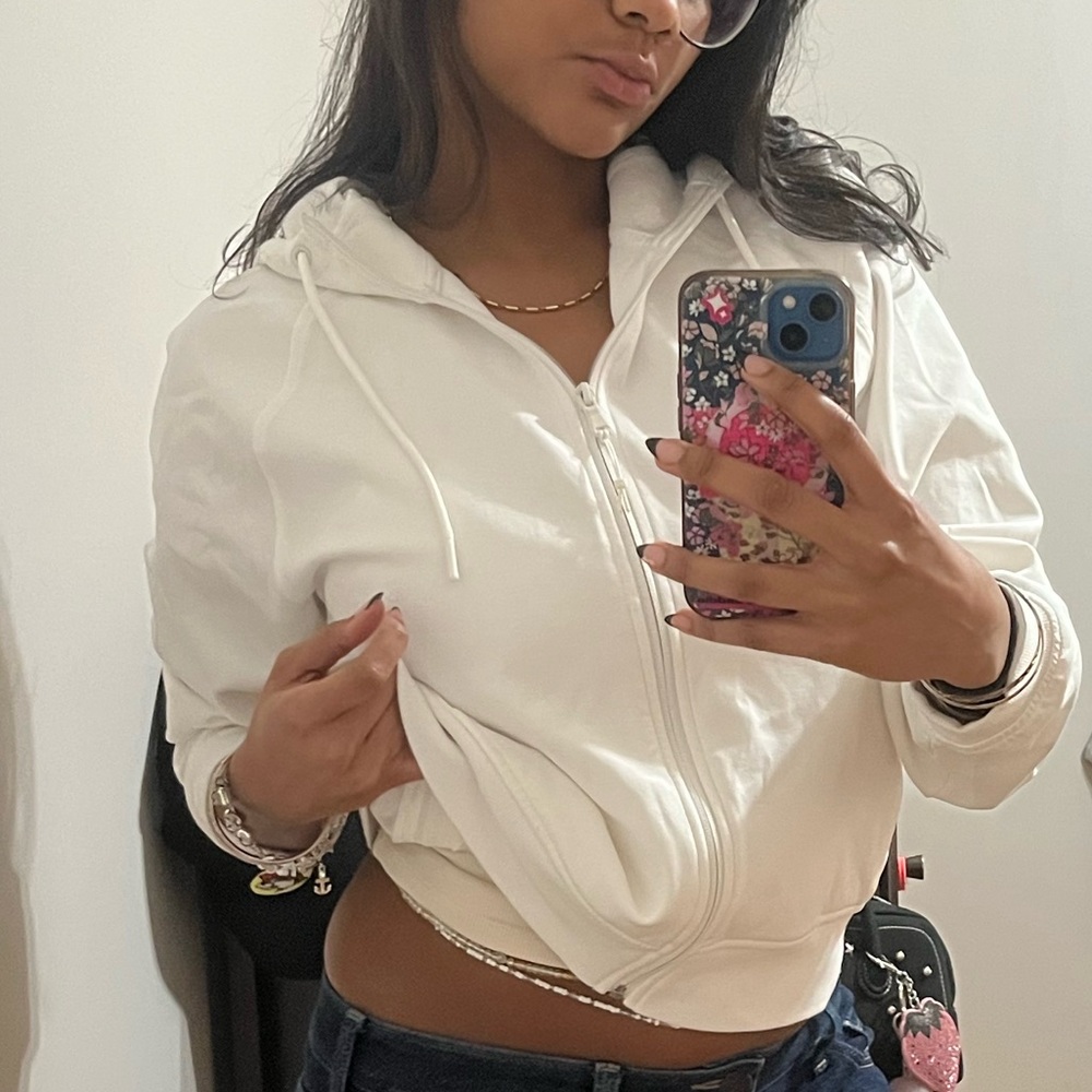 Old Navy White Zip-Up Hoodie